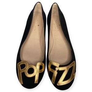 Kate Spade New York Pop Fizz 8 M Flats Black Gold Brazil